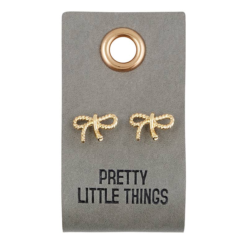 Leather Tag With Earrings - Bow